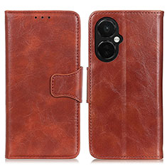 Leather Case Stands Flip Cover Holder M02L for OnePlus Nord CE 3 5G Brown