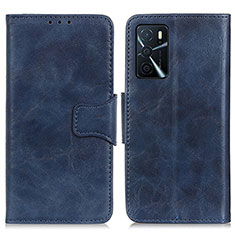 Leather Case Stands Flip Cover Holder M02L for Oppo A16 Blue