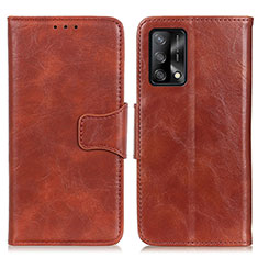 Leather Case Stands Flip Cover Holder M02L for Oppo A95 4G Brown