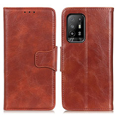 Leather Case Stands Flip Cover Holder M02L for Oppo A95 5G Brown