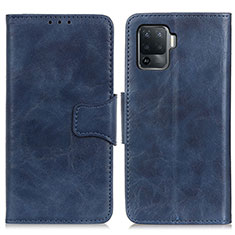 Leather Case Stands Flip Cover Holder M02L for Oppo F19 Pro Blue
