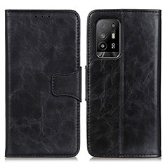 Leather Case Stands Flip Cover Holder M02L for Oppo F19 Pro+ Plus 5G Black