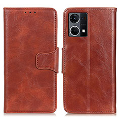 Leather Case Stands Flip Cover Holder M02L for Oppo F21 Pro 4G Brown