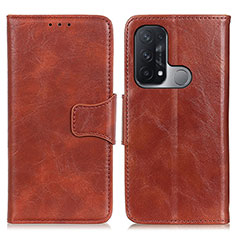 Leather Case Stands Flip Cover Holder M02L for Oppo Reno5 A Brown