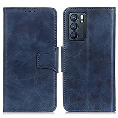 Leather Case Stands Flip Cover Holder M02L for Oppo Reno6 5G Blue