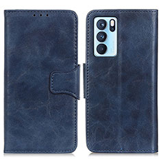 Leather Case Stands Flip Cover Holder M02L for Oppo Reno6 Pro 5G India Blue