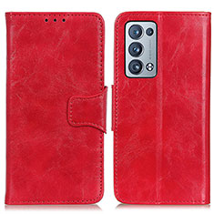Leather Case Stands Flip Cover Holder M02L for Oppo Reno6 Pro 5G Red