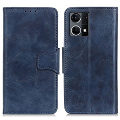 Leather Case Stands Flip Cover Holder M02L for Oppo Reno7 4G Blue