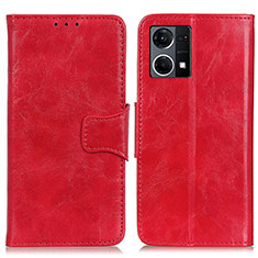 Leather Case Stands Flip Cover Holder M02L for Oppo Reno7 4G Red