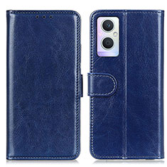 Leather Case Stands Flip Cover Holder M02L for Oppo Reno7 Z 5G Blue