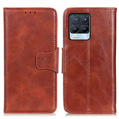 Leather Case Stands Flip Cover Holder M02L for Realme 8 Pro Brown