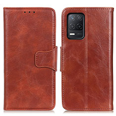 Leather Case Stands Flip Cover Holder M02L for Realme Q3i 5G Brown