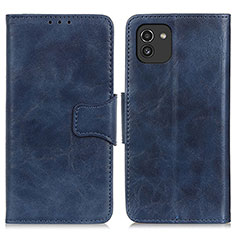 Leather Case Stands Flip Cover Holder M02L for Samsung Galaxy A03 Blue