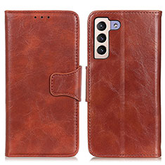 Leather Case Stands Flip Cover Holder M02L for Samsung Galaxy S21 5G Brown