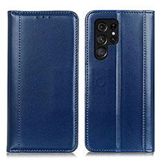 Leather Case Stands Flip Cover Holder M02L for Samsung Galaxy S21 Ultra 5G Blue