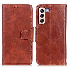 Leather Case Stands Flip Cover Holder M02L for Samsung Galaxy S22 5G Brown