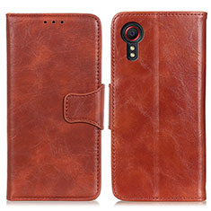 Leather Case Stands Flip Cover Holder M02L for Samsung Galaxy XCover 5 SM-G525F Brown