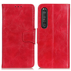 Leather Case Stands Flip Cover Holder M02L for Sony Xperia 1 III Red