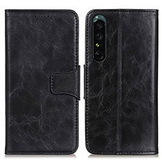 Leather Case Stands Flip Cover Holder M02L for Sony Xperia 1 IV Black