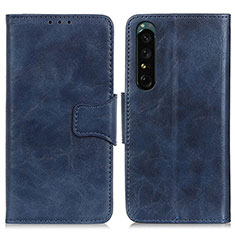 Leather Case Stands Flip Cover Holder M02L for Sony Xperia 1 IV Blue