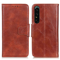Leather Case Stands Flip Cover Holder M02L for Sony Xperia 1 IV Brown
