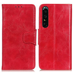 Leather Case Stands Flip Cover Holder M02L for Sony Xperia 1 IV Red