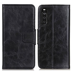Leather Case Stands Flip Cover Holder M02L for Sony Xperia 10 III Lite Black