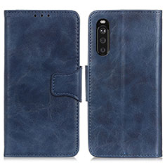 Leather Case Stands Flip Cover Holder M02L for Sony Xperia 10 III SOG04 Blue