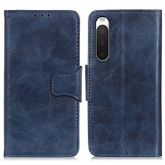 Leather Case Stands Flip Cover Holder M02L for Sony Xperia 10 IV Blue