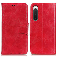 Leather Case Stands Flip Cover Holder M02L for Sony Xperia 10 IV Red