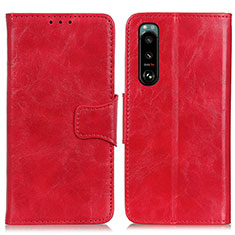 Leather Case Stands Flip Cover Holder M02L for Sony Xperia 5 III Red