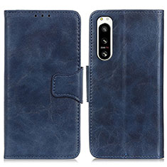 Leather Case Stands Flip Cover Holder M02L for Sony Xperia 5 IV Blue