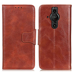 Leather Case Stands Flip Cover Holder M02L for Sony Xperia PRO-I Brown