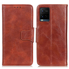 Leather Case Stands Flip Cover Holder M02L for Vivo Y21 Brown