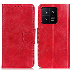Leather Case Stands Flip Cover Holder M02L for Xiaomi Mi 13 5G Red