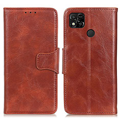 Leather Case Stands Flip Cover Holder M02L for Xiaomi Redmi 9C Brown