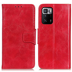 Leather Case Stands Flip Cover Holder M02L for Xiaomi Redmi Note 10 Pro 5G Red