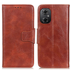 Leather Case Stands Flip Cover Holder M02L for Xiaomi Redmi Note 11R 5G Brown