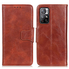 Leather Case Stands Flip Cover Holder M02L for Xiaomi Redmi Note 11S 5G Brown