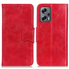 Leather Case Stands Flip Cover Holder M02L for Xiaomi Redmi Note 11T Pro 5G Red