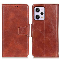 Leather Case Stands Flip Cover Holder M02L for Xiaomi Redmi Note 12 Pro 5G Brown