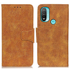 Leather Case Stands Flip Cover Holder M03L for Motorola Moto E20 Khaki
