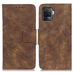 Leather Case Stands Flip Cover Holder M03L for Oppo F19 Pro Brown
