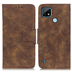 Leather Case Stands Flip Cover Holder M03L for Realme C21 Brown