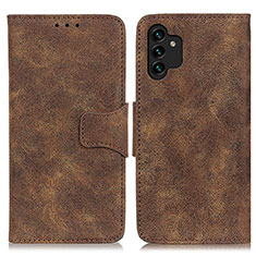 Leather Case Stands Flip Cover Holder M03L for Samsung Galaxy A04s Brown