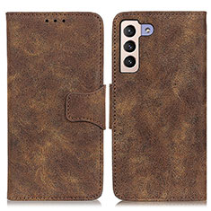 Leather Case Stands Flip Cover Holder M03L for Samsung Galaxy S21 FE 5G Brown