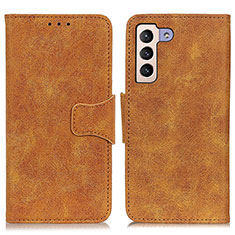 Leather Case Stands Flip Cover Holder M03L for Samsung Galaxy S22 Plus 5G Khaki