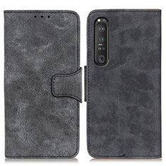 Leather Case Stands Flip Cover Holder M03L for Sony Xperia 1 III Black