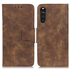 Leather Case Stands Flip Cover Holder M03L for Sony Xperia 10 III SO-52B Brown