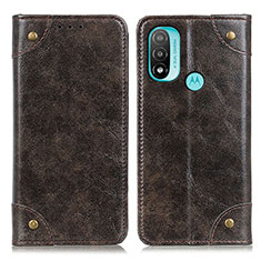 Leather Case Stands Flip Cover Holder M04L for Motorola Moto E20 Bronze